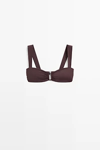 Strappy bikini top with gathered detail