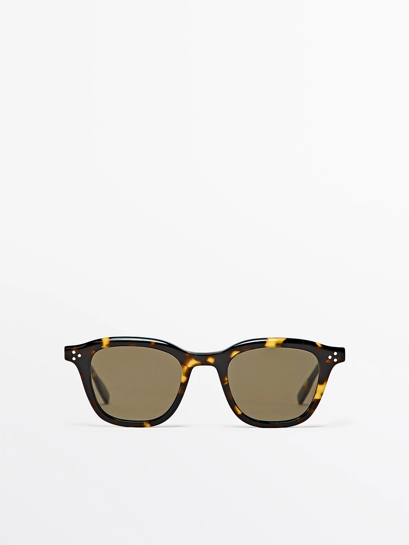 Rectangular tortoiseshell-effect sunglasses