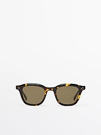 Rectangular tortoiseshell-effect sunglasses