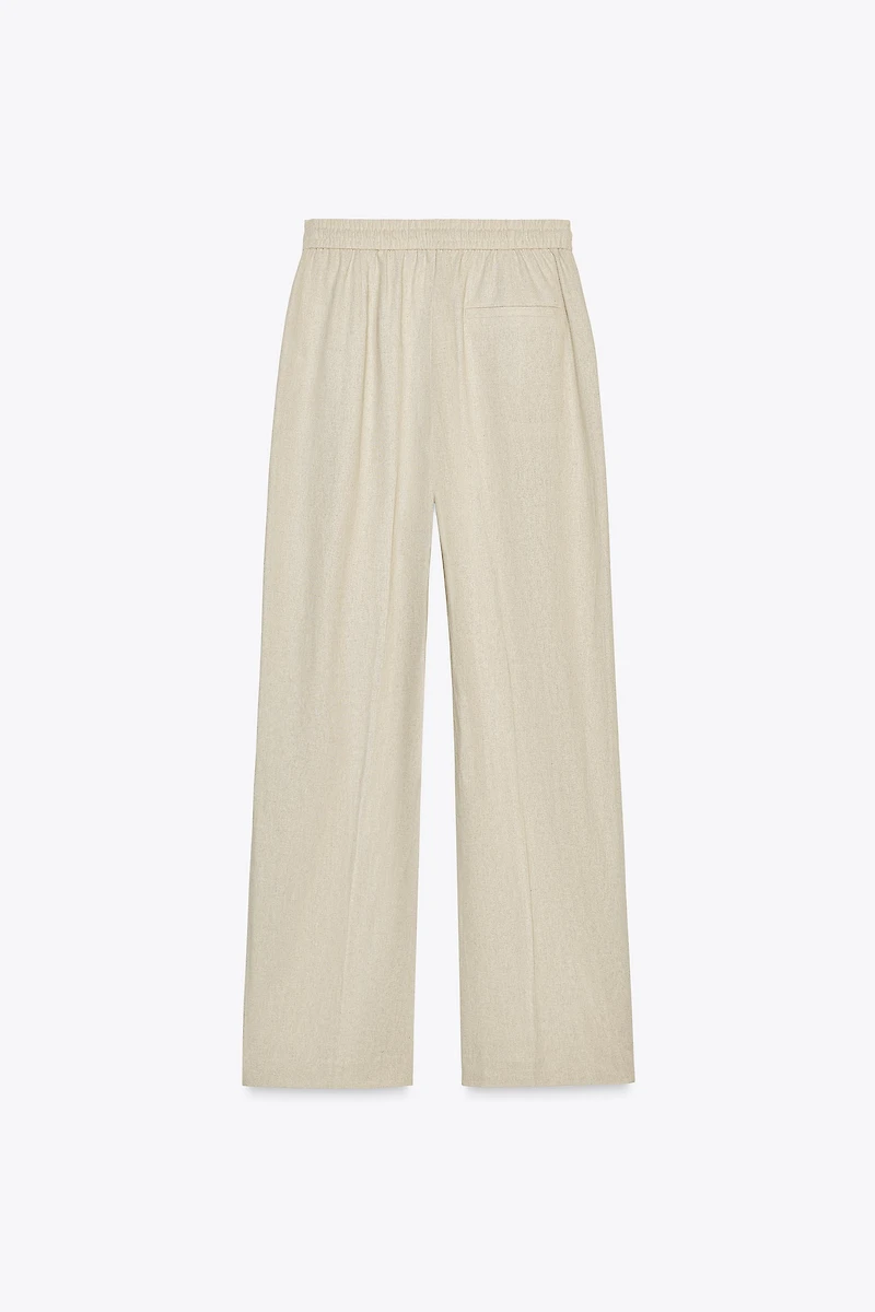 LINEN BLEND STRAIGHT PANTS