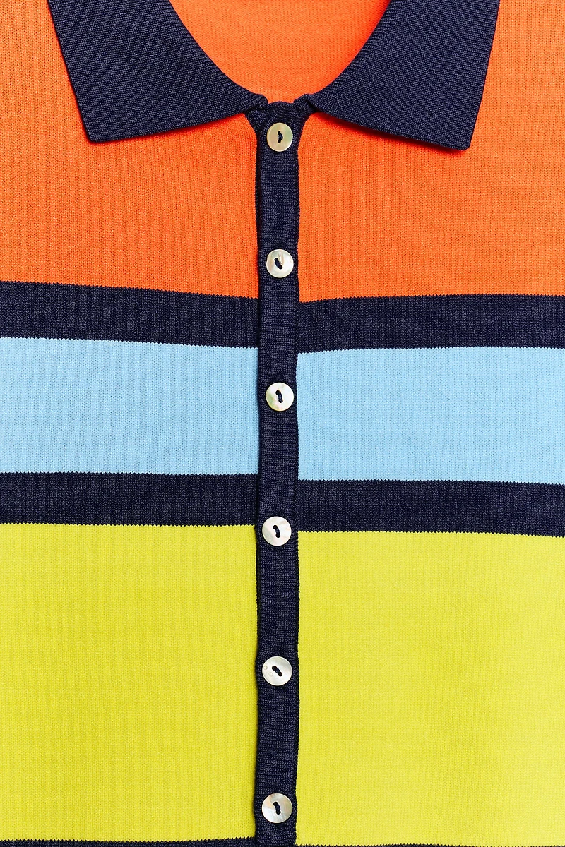 POLO EN MAILLE À RAYURES