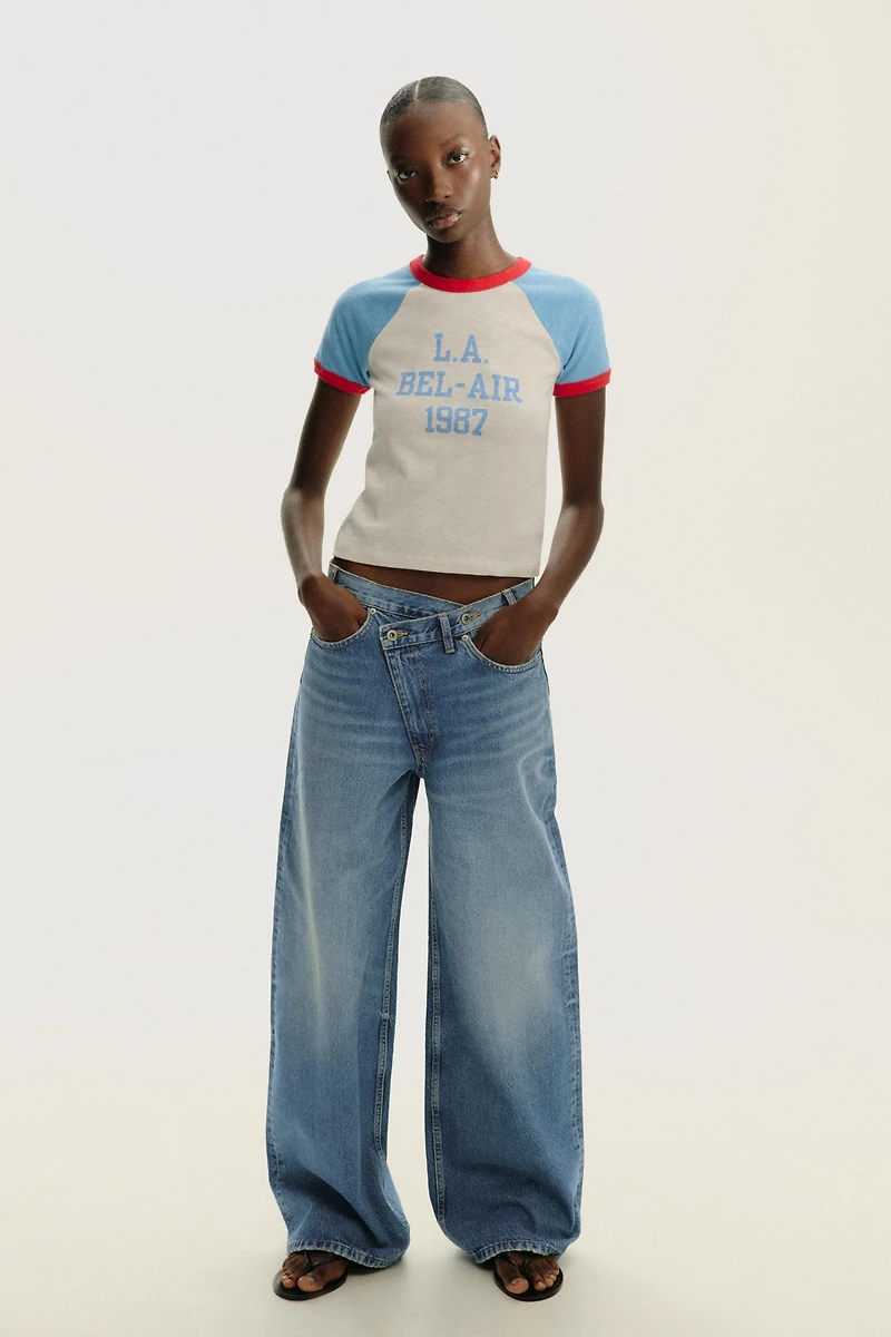 JEAN TRF WIDE LEG TAILLE HAUTE CROISÉE