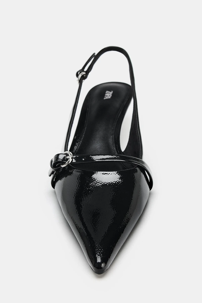 CHAUSSURES OUVERTES À L'ARRIÈRE TALONS KITTEN EN EFFET VERNI