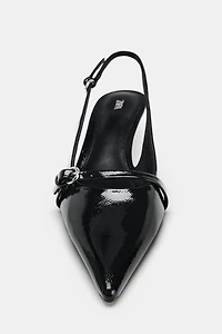 CHAUSSURES OUVERTES À L'ARRIÈRE TALONS KITTEN EN EFFET VERNI