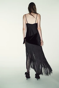 COMBINATION FRINGE LONG DRESS
