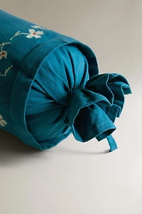 EMBROIDERED FLORAL BOLSTER PILLOW
