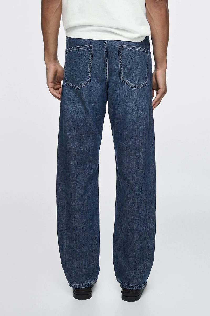 Lightweight straight-leg cotton jeans