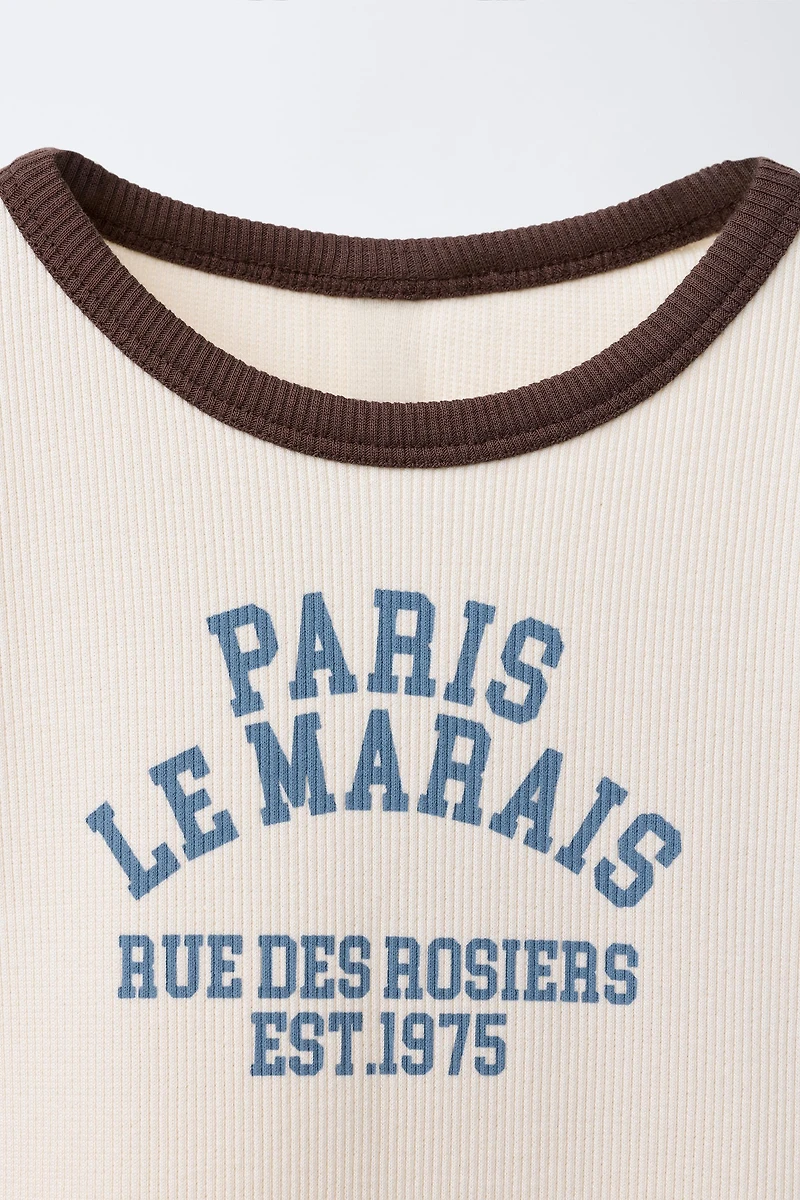 TEXT PRINT RIBBED DRESS