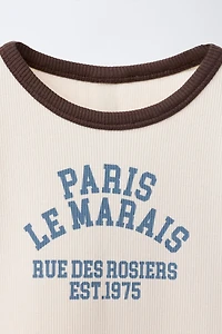 TEXT PRINT RIBBED DRESS
