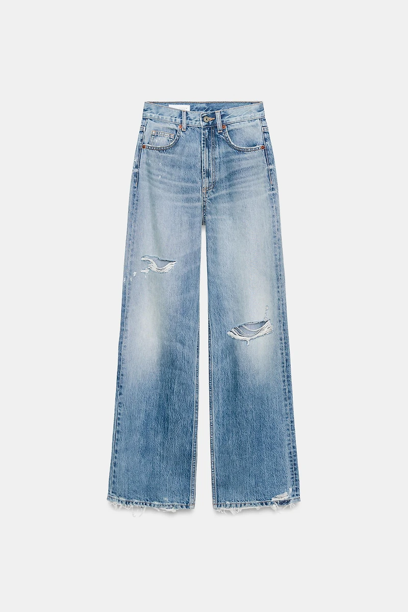 JEANS TRF WIDE LEG DÉCHIRURES TAILLE HAUTE