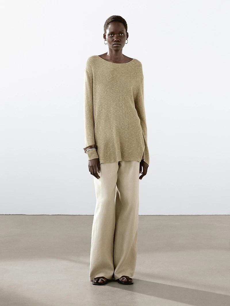 Cotton blend knit sweater