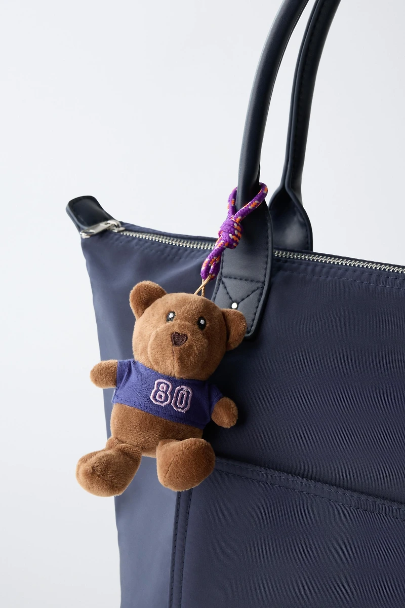 NYLON TOTE BAG WITH TEDDY BEAR CHARM