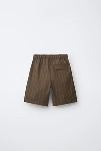 STRIPED COTTON AND LINEN SHORTS