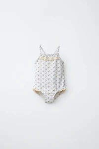 2-6 YEARS/ LACE TRIM FLORAL SWIMSUIT