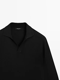 V-neck knit polo sweater