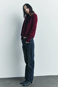 VESTE 100 % LAINE EN MAILLE UNIE