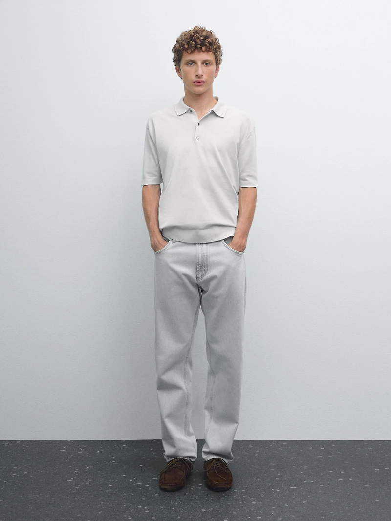 Short sleeve knit polo shirt