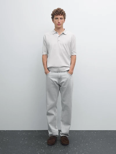 Short sleeve knit polo shirt