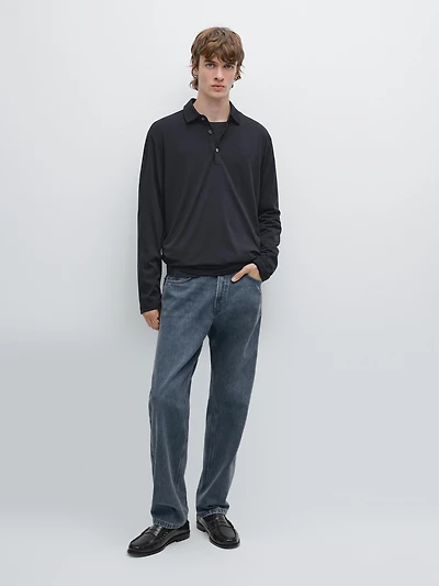 Pull polo en maille de laine mélangée