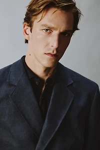 HERRINGBONE 100% LINEN DOUBLE-BREASTED BLAZER