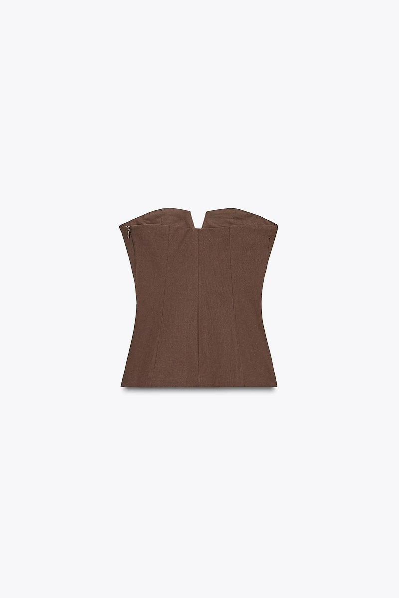 LINEN-LOOK BANDEAU TOP