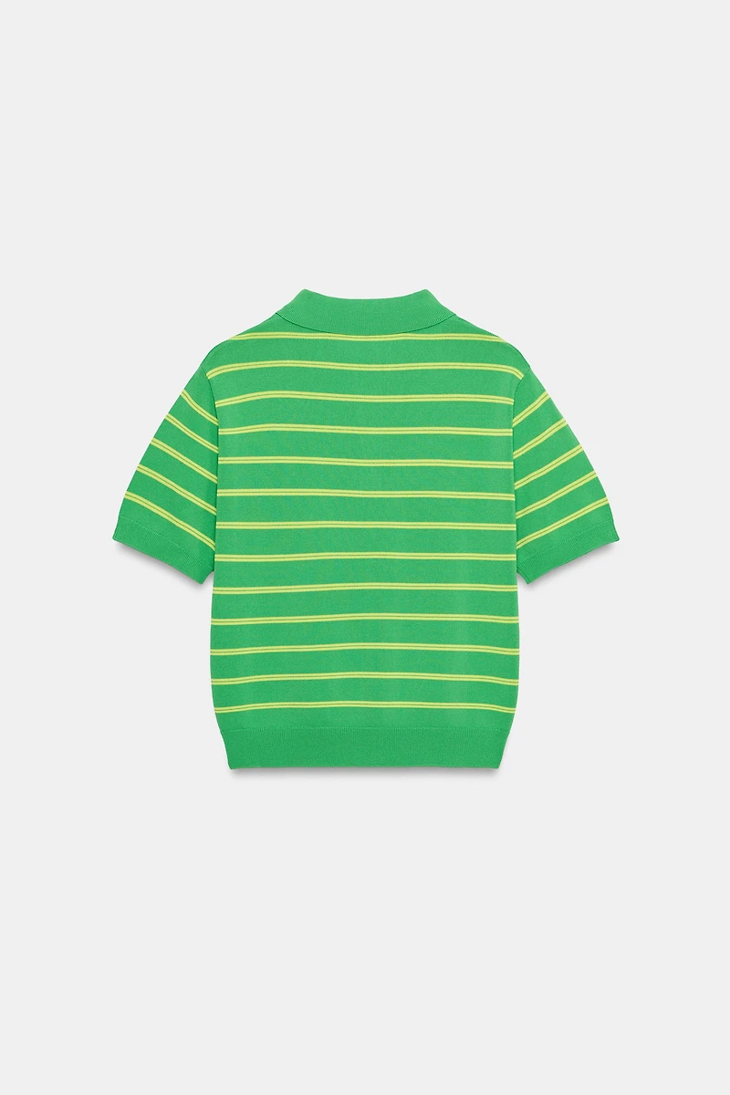 STRIPED SHORT SLEEVE KNIT POLO