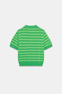 STRIPED SHORT SLEEVE KNIT POLO