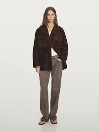 Split suede leather jacket with pockets