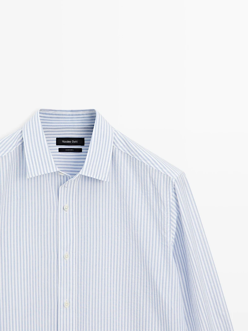 100% cotton regular fit striped shirt