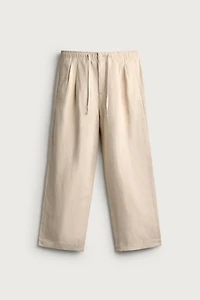 VISCOSE LINEN BLEND RELAXED FIT PANTS