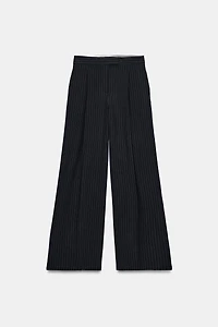 PANTALON LARGE À PINCES RAYURES