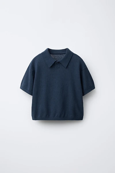 POLO EN MAILLE DE COTON ET LIN