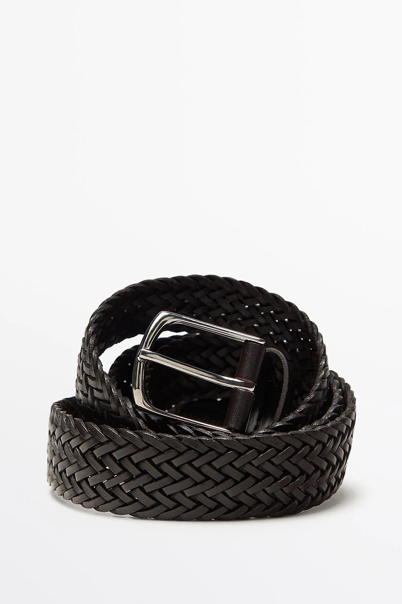 Ceinture tressée en cuir nappa