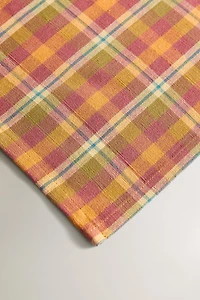 LOT DE 2 SERVIETTES DE TABLE À CARREAUX EN FIL TEINTÉ