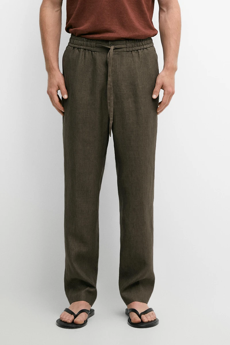 100% linen jogger fit trousers