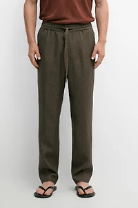 100% linen jogger fit trousers