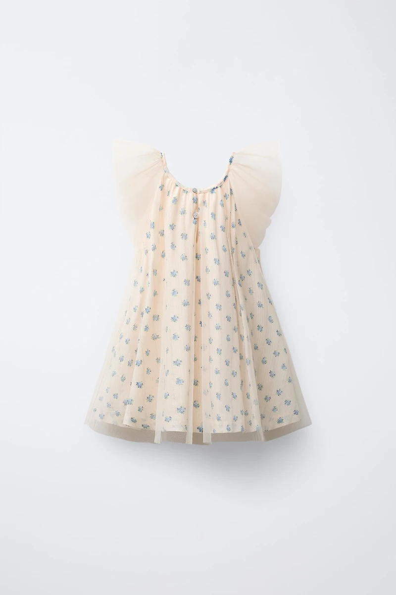 FLORAL PRINT TULLE COMBINATION DRESS