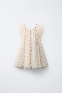 FLORAL PRINT TULLE COMBINATION DRESS