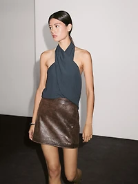 Minijupe en cuir nappa