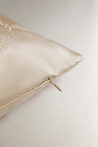 LEAF SATEEN THROW PILLOW COVER