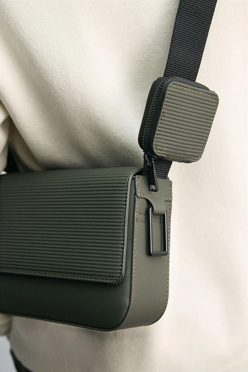 TEXTURED RUBBERIZED CROSSBODY BAG