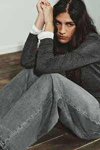 TRF MID-RISE FOLDED WAIST JEANS