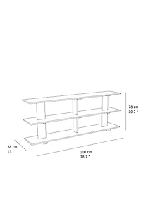 ELM WOOD SHELVING UNIT WITH THREE SHELVES