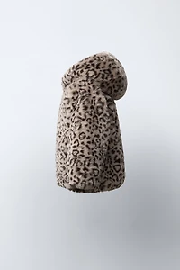ANIMAL PRINT FAUX FUR JACKET