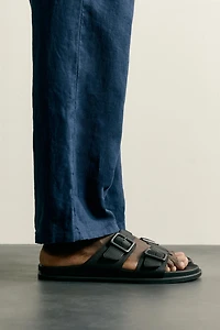 Tumbled Leather Buckle Sandals