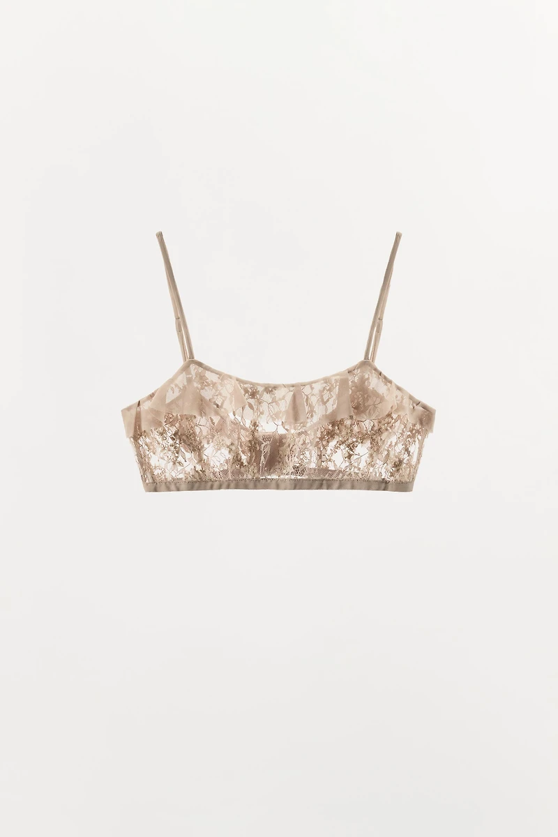 RUFFLED LACE BRA