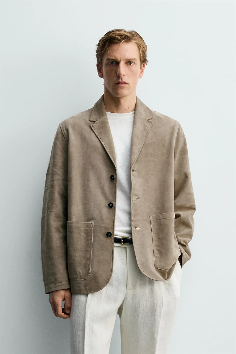 REGULAR FIT SUEDE LEATHER BLAZER