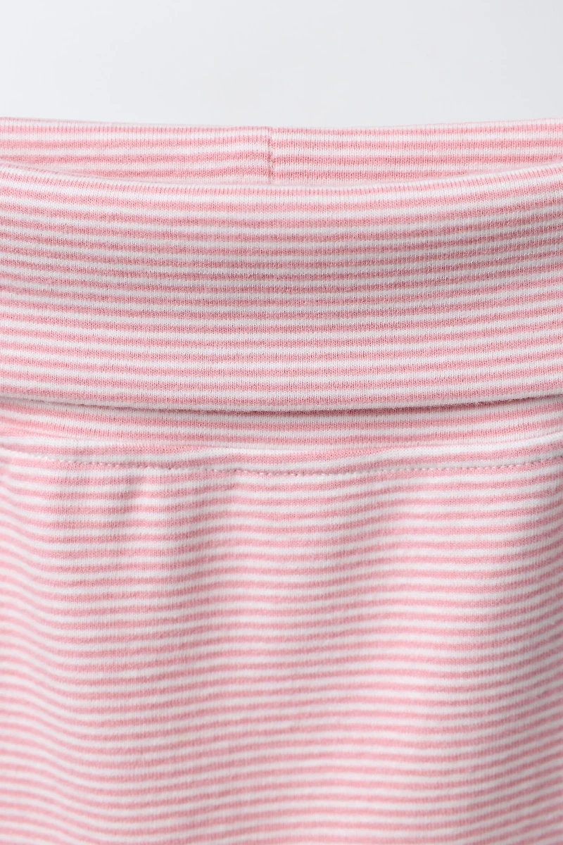 EMBROIDERED BUNNY STRIPED SARAOUL SHIRT AND PANTS SET
