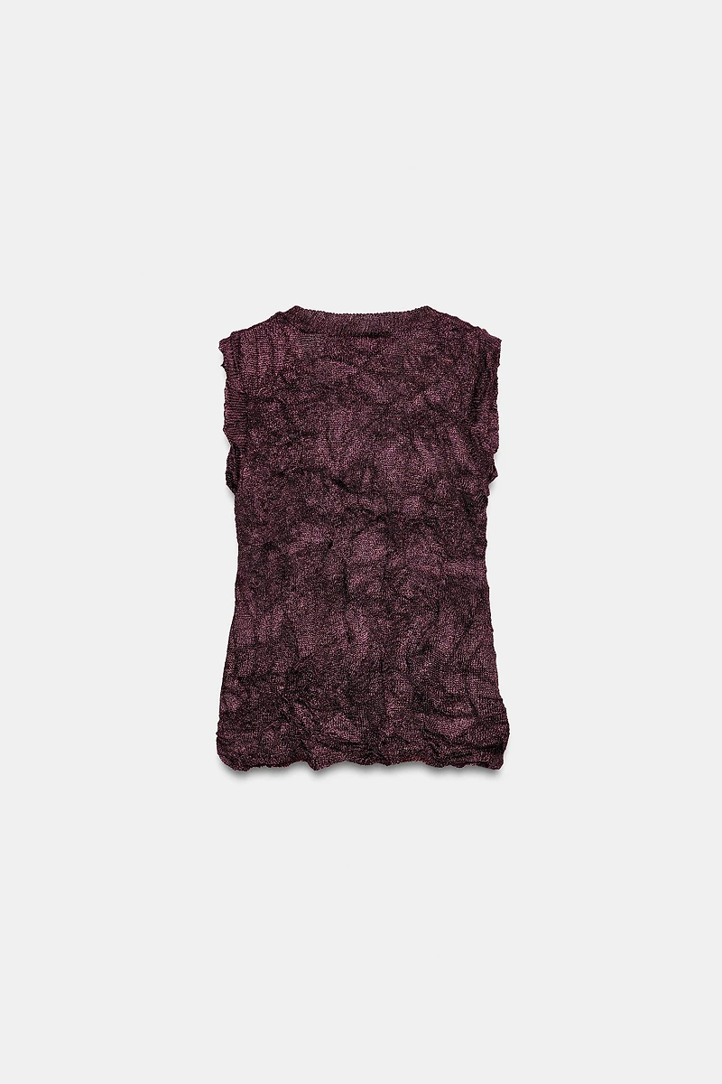 WRINKLED EFFECT KNIT TOP