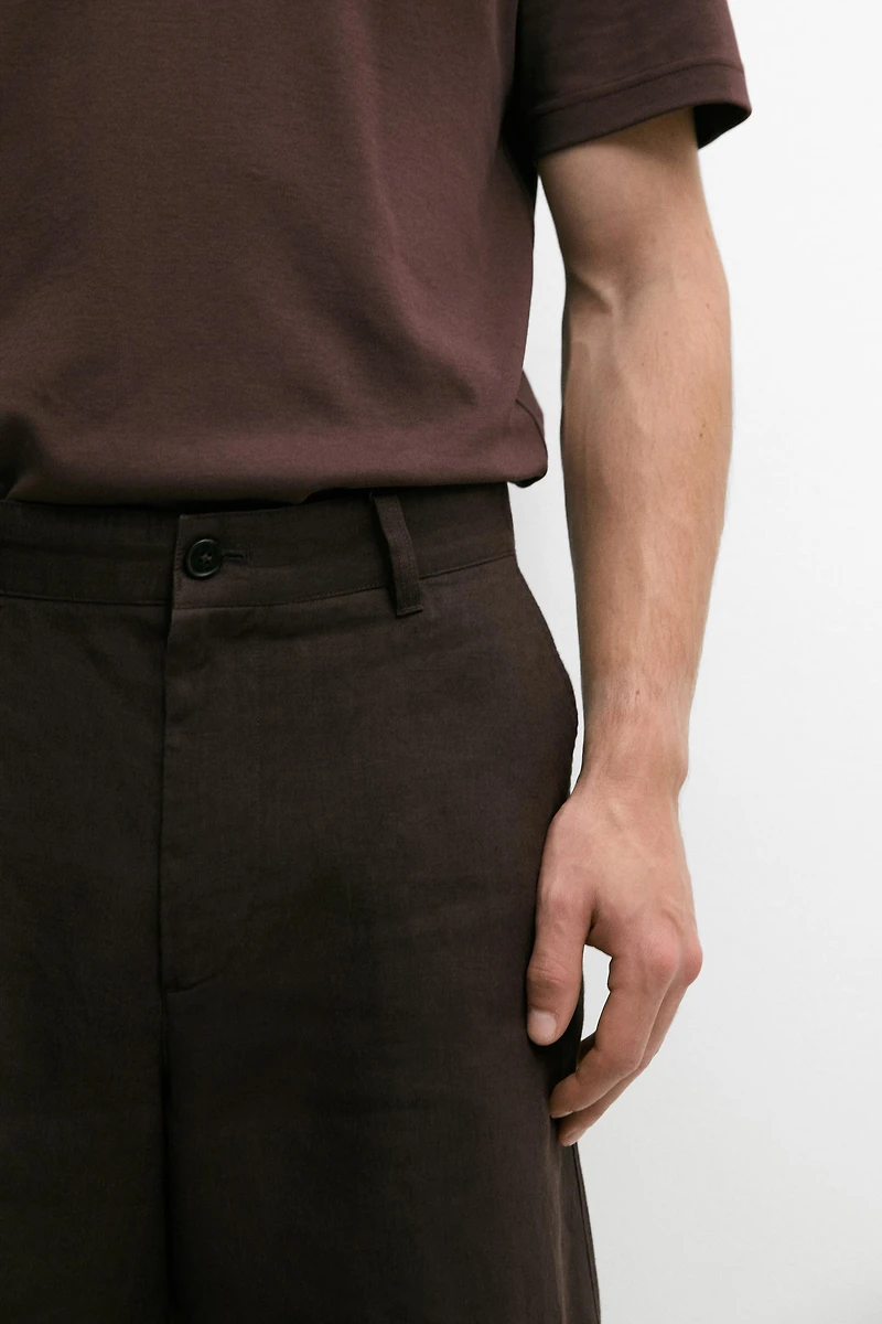 100% linen total look Bermuda shorts